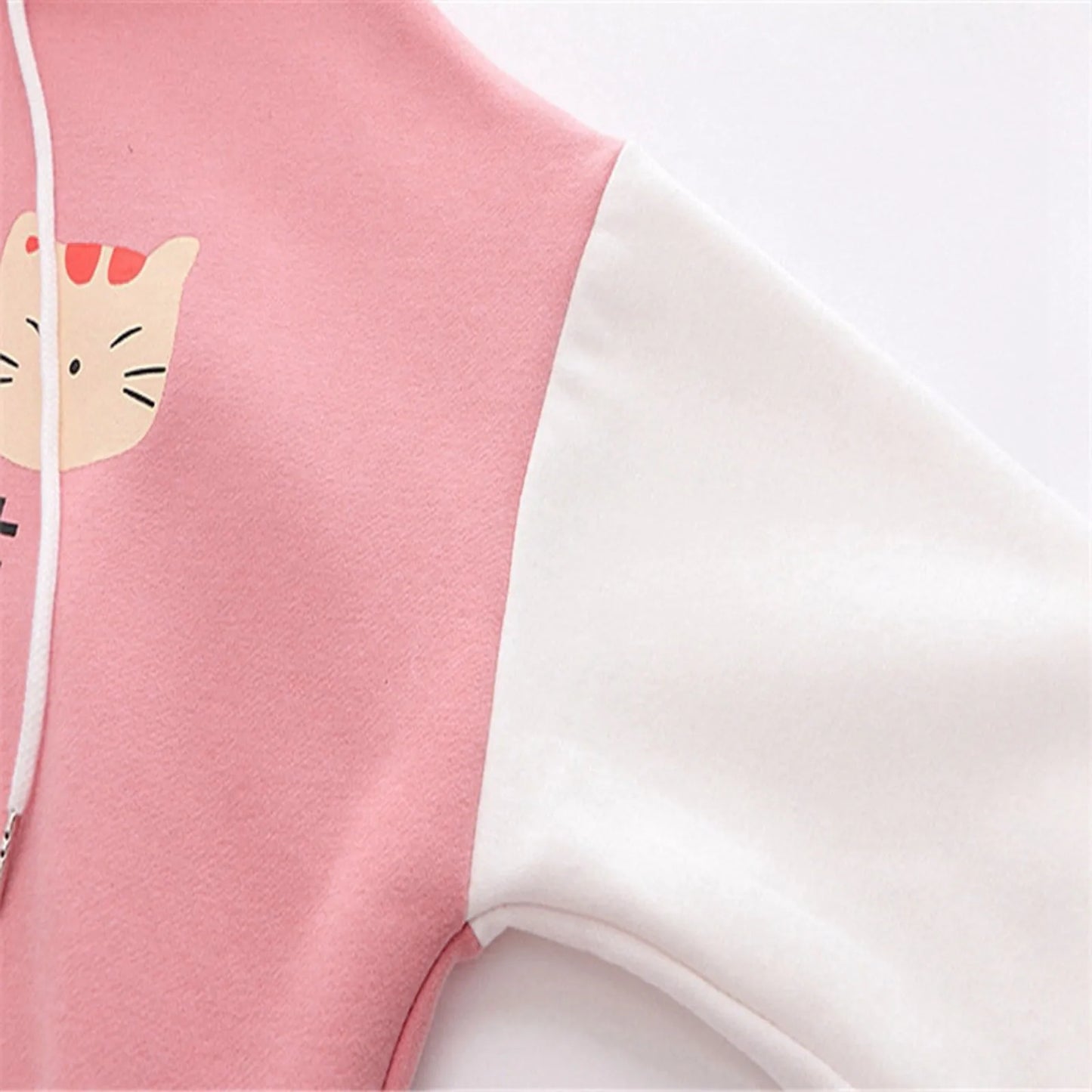 Harajuku Kawaii Hoodie Cat Ear Women Print Graphic Japanese Clothes Lolita Cute Cartoon Cat Ribbon Sweatshirt Teen Girl Pullover [LOL]