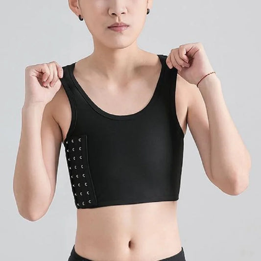 Women Breathable Chest Breast Binder Side Buckle Short Vest Tops Chest Binder Underwear Tank Tops Wireless Chest Wrap Bandage [UND]