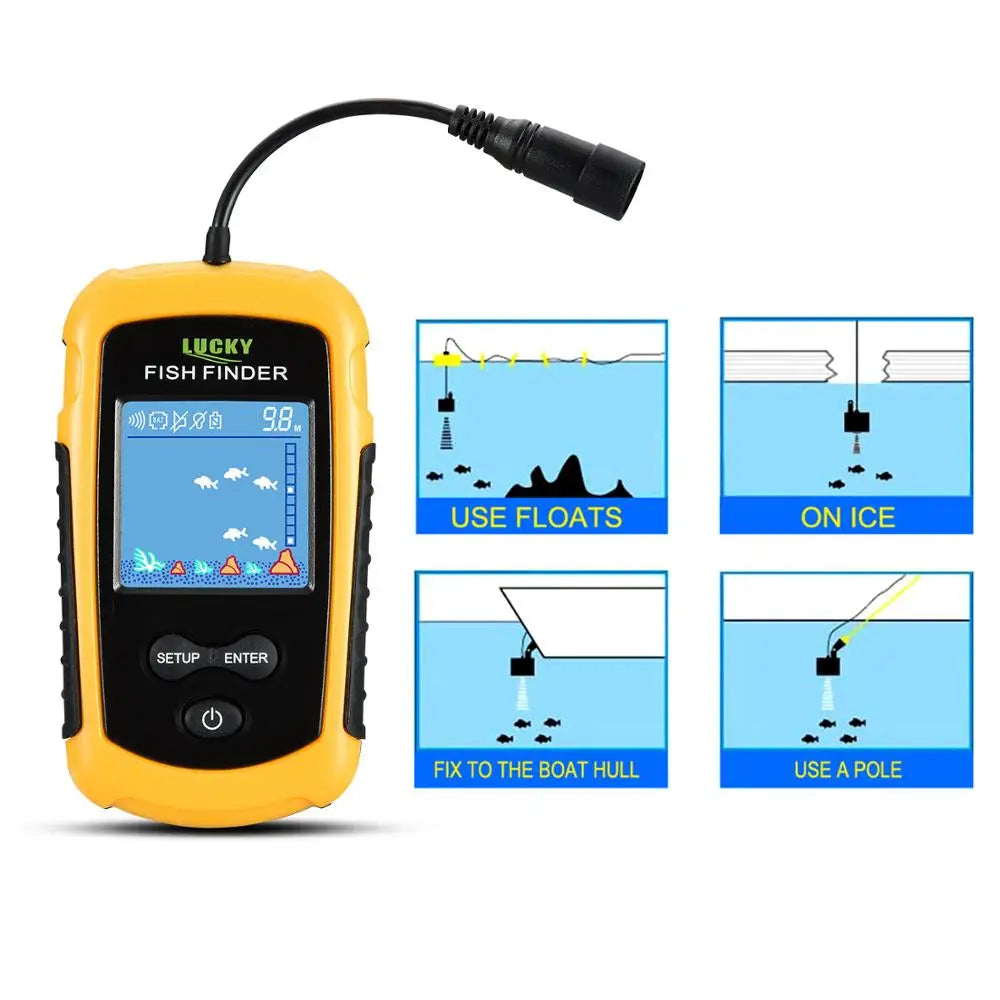 FFC1108-1 Alarm 100M Portable Sonar Fish Finders 45 degrees Sonar Coverage Echo Sounder Alarm Transducer Lake Sea Fishing [SPT]