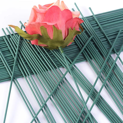 Artificial Flower Vase Decor Stem Iron Needlework Wire Plant Wall Accessories For DIY Craft Supplies Plastic Rose Stick Pole [FLW]