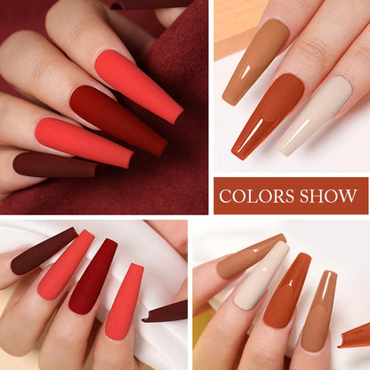 UR SUGAR 6Pcs/Set Autumn Color Gel Nail Polish Set Coffee Series Winter Wine Chocolate Semi Permanent UV LED Gel Nail Art Kit [BEU]