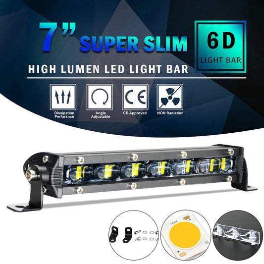 Tripcraft Super Bright 6D LED Light Bar 7inch 30W LED Work Light Bar Flood Spot Beam Offroad 4WD SUV Driving Fog Lamp [CAR]