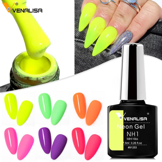 Venalisa New 7.5ml Neon Gel Nail Art Manicure Soak Off Camouflage Natural Nude Color Silicone Nail Gel Polish Lacquer Varnishes [BEU]