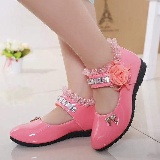 2021 New Children Elegant Princess PU Leather Sandals Kids Girls Wedding Dress Party Beaded Shoes For Girls [SHO]