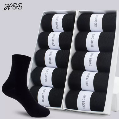 HSS Brand Men's Cotton Socks New Style Black Business Men Socks Soft Breathable Summer Winter for Male Socks Plus Size (6.5-14) [SOX]