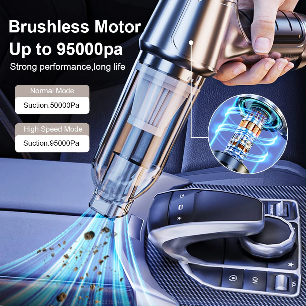 Car Vacuum Cleaner 95000PA Wireless Portable Vacuum Cleaner For Car Home Strong Suction Handheld 2 in 1 Vacuum Cleaner Blower [VAC]