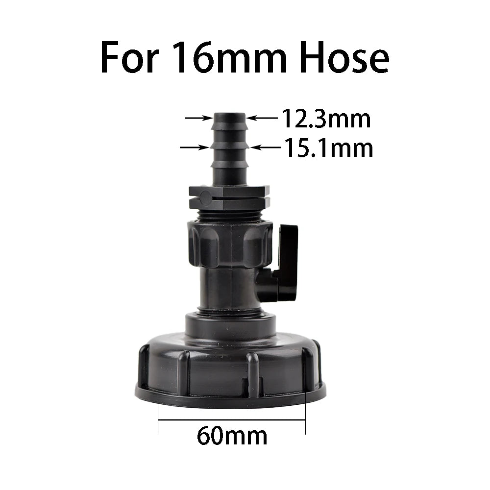 IBC Tank Adapter Fuel Tank Fitting S60 Thread Cap 60mm to1"3/4"1/2" Female Tap Connector Garden Irrigation Valve Fitting [GAR]