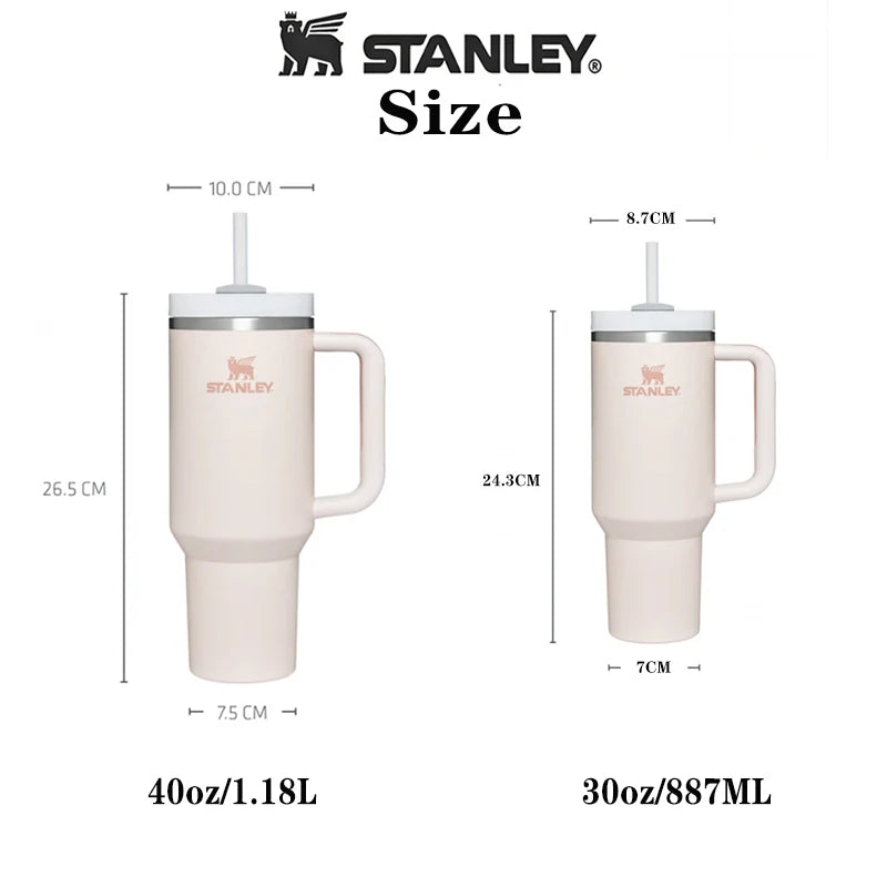 Stanley Tumbler with 5PCS Straw Lid Stainless Steel 30oz/40oz Vacuum Insulated Car Mug Double Wall Thermal Iced Travel Cup [MUG]