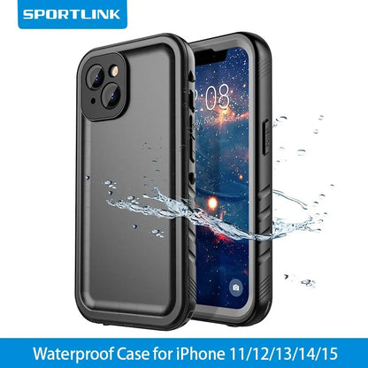 SPORTLINK Waterproof Phone Case Underwater Protect for iPhone 14 13 11 12 15 Pro Max SE 2nd 3rd 2022 Built-in Screen Protector [PHC]