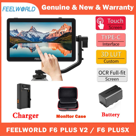 FEELWORLD F6 Plus V2 6' On-camera DSLR Field Monitor Touch Screen Monitor with HDR 3D Lut IPS FHD 1920x1080 Video Focus Assis [PHO]