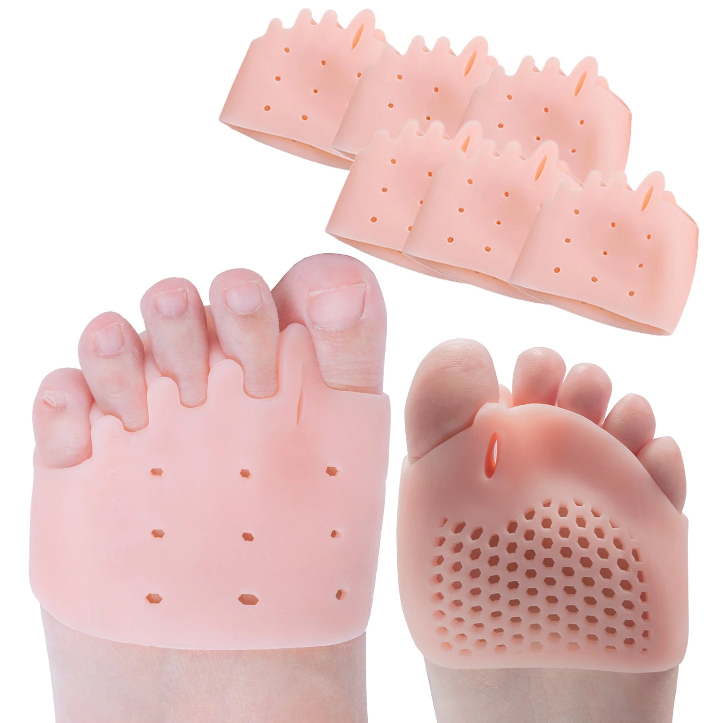 Forefoot Pads Toe Separator Cushion Pad Silicone Pain Relief Shoes Insoles Toe Hallux Valgus  Corrector Gel Pads Foot Care [SHO]