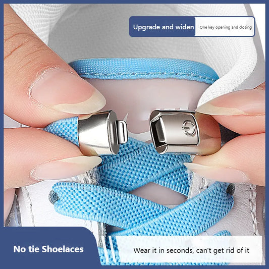 8MM 2023 No Tie Shoe Laces Press Lock Shoelaces Without Ties Elastic Laces Sneaker Kids Adult Widened Flat Shoelace for Shoes [SHO]