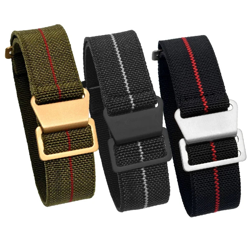 60s French Troops Parachute Bag Elastic Watch Strap 20mm 22mm Nylon Watchbands Man's Universal Smart Watch Fabric Wristband [SWH]