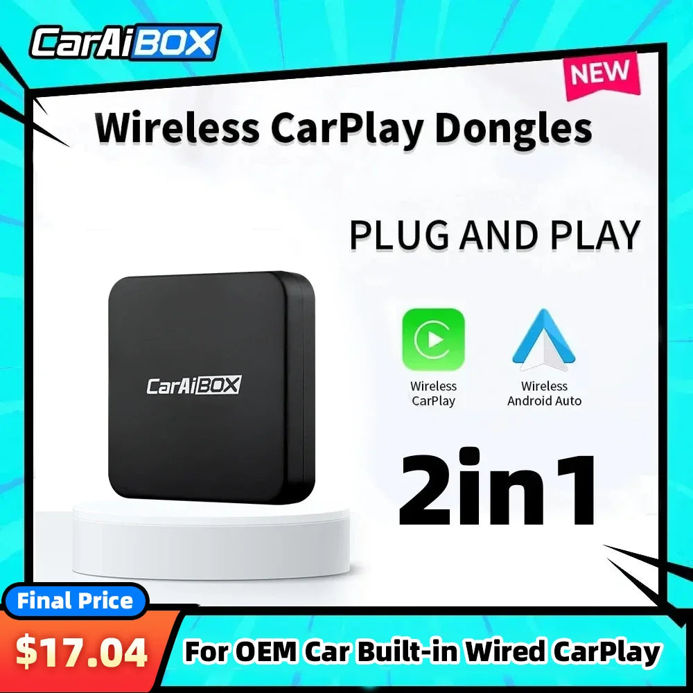 CarAIBOX 2in1 Wireless CarPlay Dongle Wireless Android Auto Box For Car Radio with Wired CarPlay [CAR]