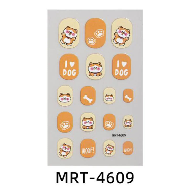 Girls Cute Nail Stickers Little Princess Children's Nail Wraps Tips Kids DIY Nail Art Decors Adhesive Cartoon Animal Fake Nails [BEU]