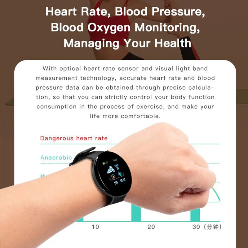 D18 Smart Watch Men Women Smartwatch Blood Pressure Waterproof Digital Watches Sports Fitness Tracker Watch for apple watch band [SWH]