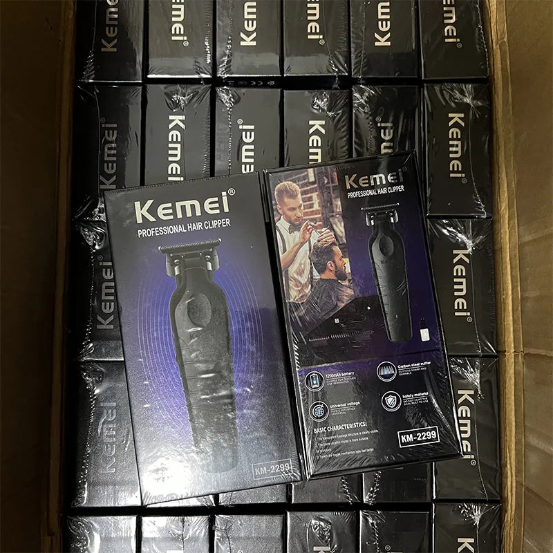 Kemei 2299 Barber Cordless Hair Trimmer 0mm Zero Gapped Carving Clipper Detailer Professional Electric Finish Cutting Machine [HAI]