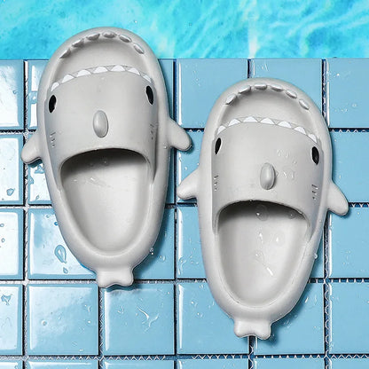 Summer Shark Slippers Lightweight Women Shark Slides Men Bathroom Flip Flops Home Anti-skid Flat Shoes Couple Children's Sandals [SHO]