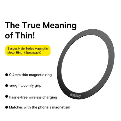 Baseus 2PCS Magnetic Metal Ring for iPhone 15 14 13 12 11 Pro Max Plus MagSafe Magnet for Samsung Xiaomi Wireless Charging Plate [PHH]