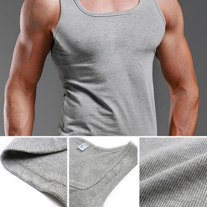 100% Cotton Mens Oversized T-shirt Sleeveless Tank Top Solid Color Fitness Men Muscle Vests Bodybuilding T Shirt For Men Tees [TSH]