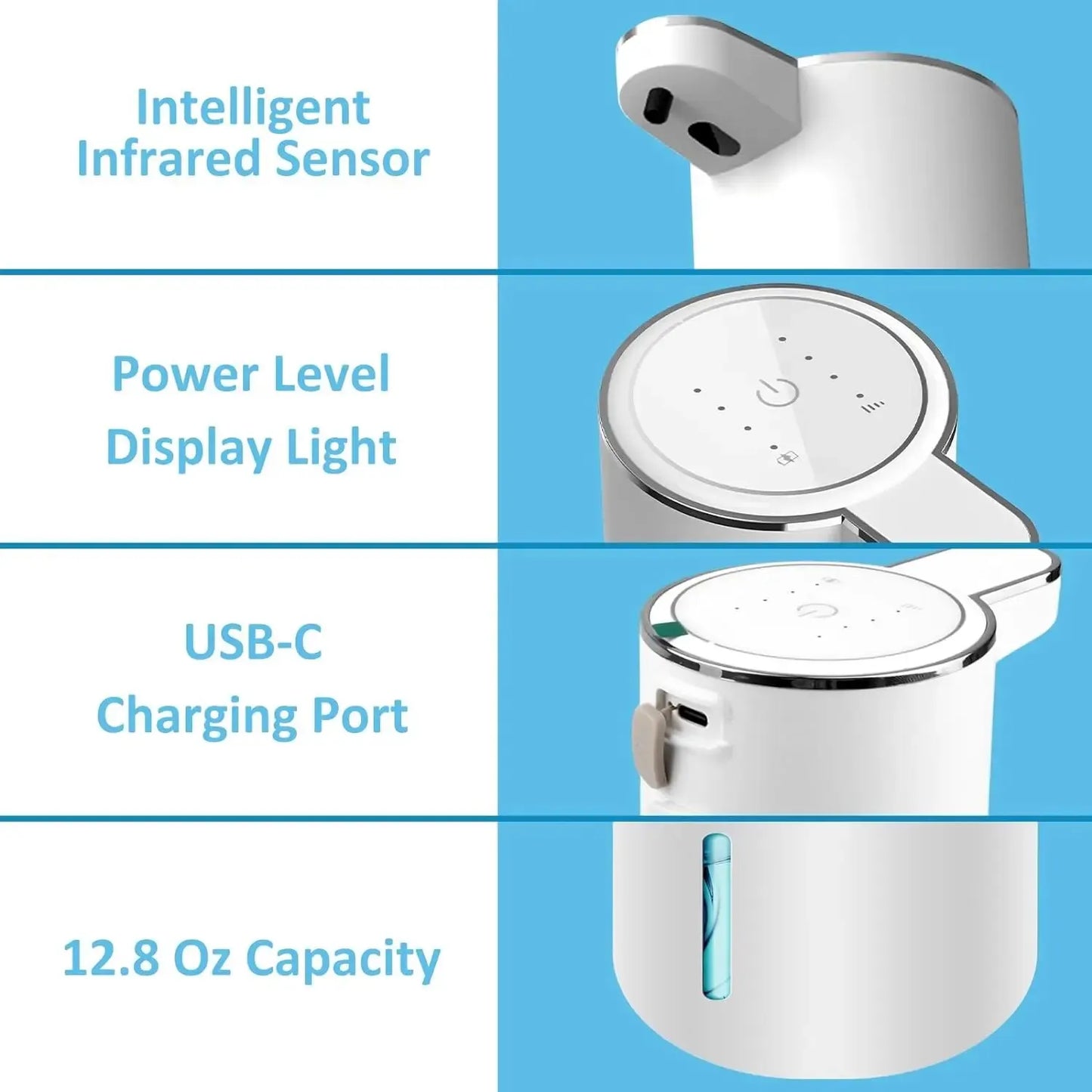 Automatic Soap Dispenser Touchless Foaming Soap Dispenser 380ml USB Rechargeable Electric 4 Level Adjustable Foam Soap Dispenser [DSP]