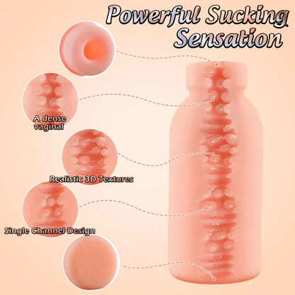 Male Masturbation Cup Milk Bottle Shape Silicone Masturbator Soft Emulational Vaginal Bulge Portable Manual Sex Toys for Man [ADL]