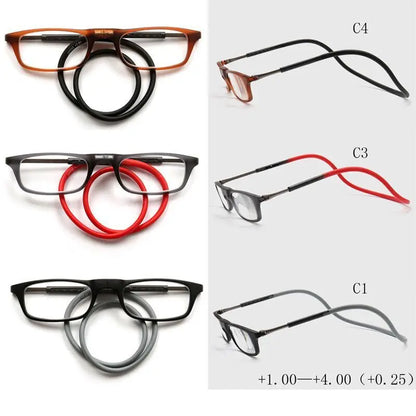 Portable Folding Neck Hanging Presbyopic Glasses High Definition Resin Fashion Magic Magnet Presbyopic Glasses Reading Glasses [MAG]