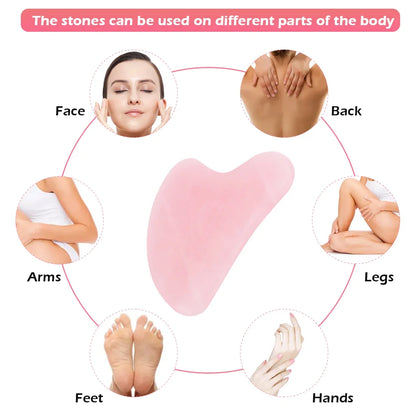 Rose Quartz Face Massager Gua Sha Scraper Natural Jade Stone Skin Care Massager for Body Facial Neck Back Beauty Health Eye SPA [SKC]