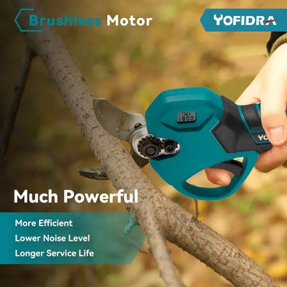 Yofidra Brushless Electric Pruner Pruning Shear 30mm Rechargeable Scissors Fruit Tree Garden Power Tools For Makita 18V Battery [PTO]