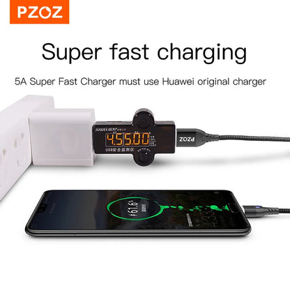 PZOZ 5A Magnetic Cable Type C Super Fast Charging Micro USB Cable USB C Magnet Charger For iPhone Huawei Xiaomi Phone Wire Cord [MOB]