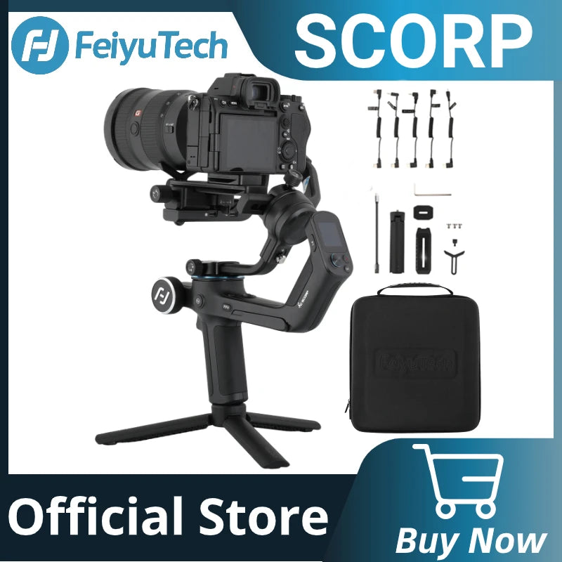 FeiyuTech SCORP-1 3-Axis Handheld Gimbal Stabilizer Handle Grip Display Screen for DSLR Camera Sony/Canon Remote Pole Tripod [PHO]