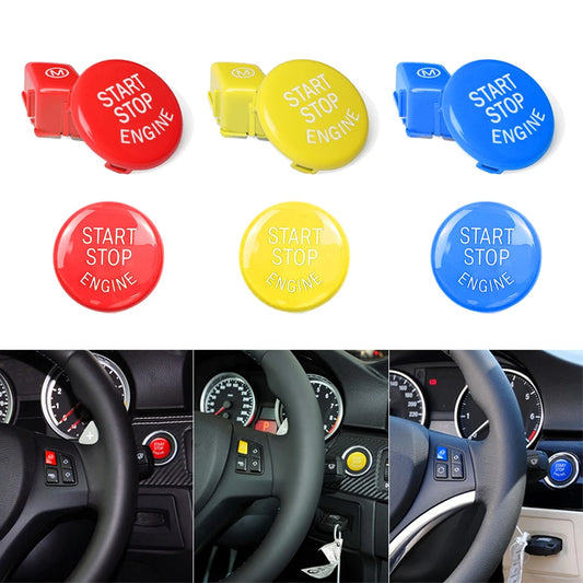 Car Steering Wheel M Alphabet Mode & START Stop Engine Button Fit For BMW 3 Series E90 E91 E92 E93 M3 2007-2013 Red Blue Yellow [BDK]