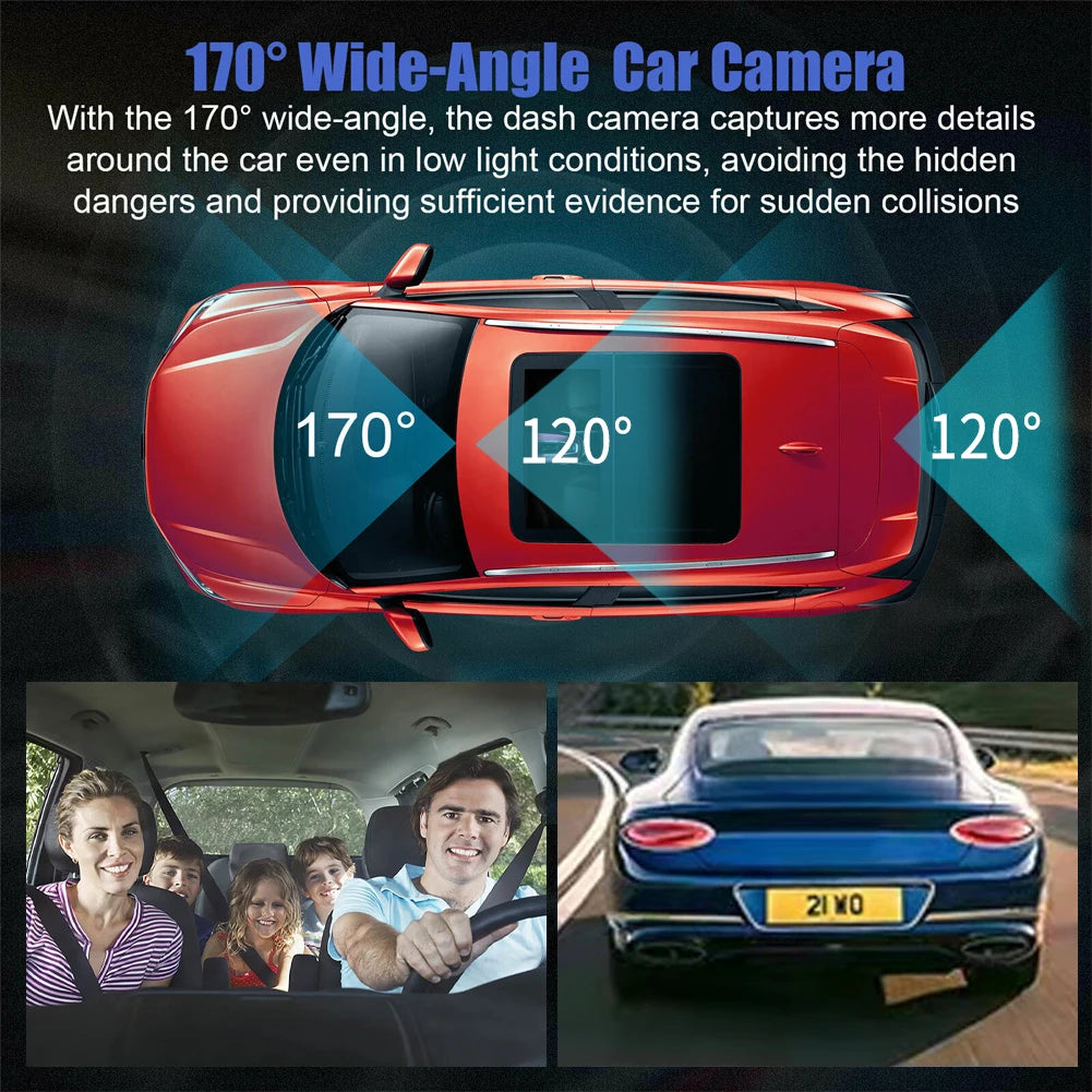 3 Channel Dash Cam Video Recorder Three Lens Car Camera with Rear View DVR 24H Parking Monitor Black Box [CAR]