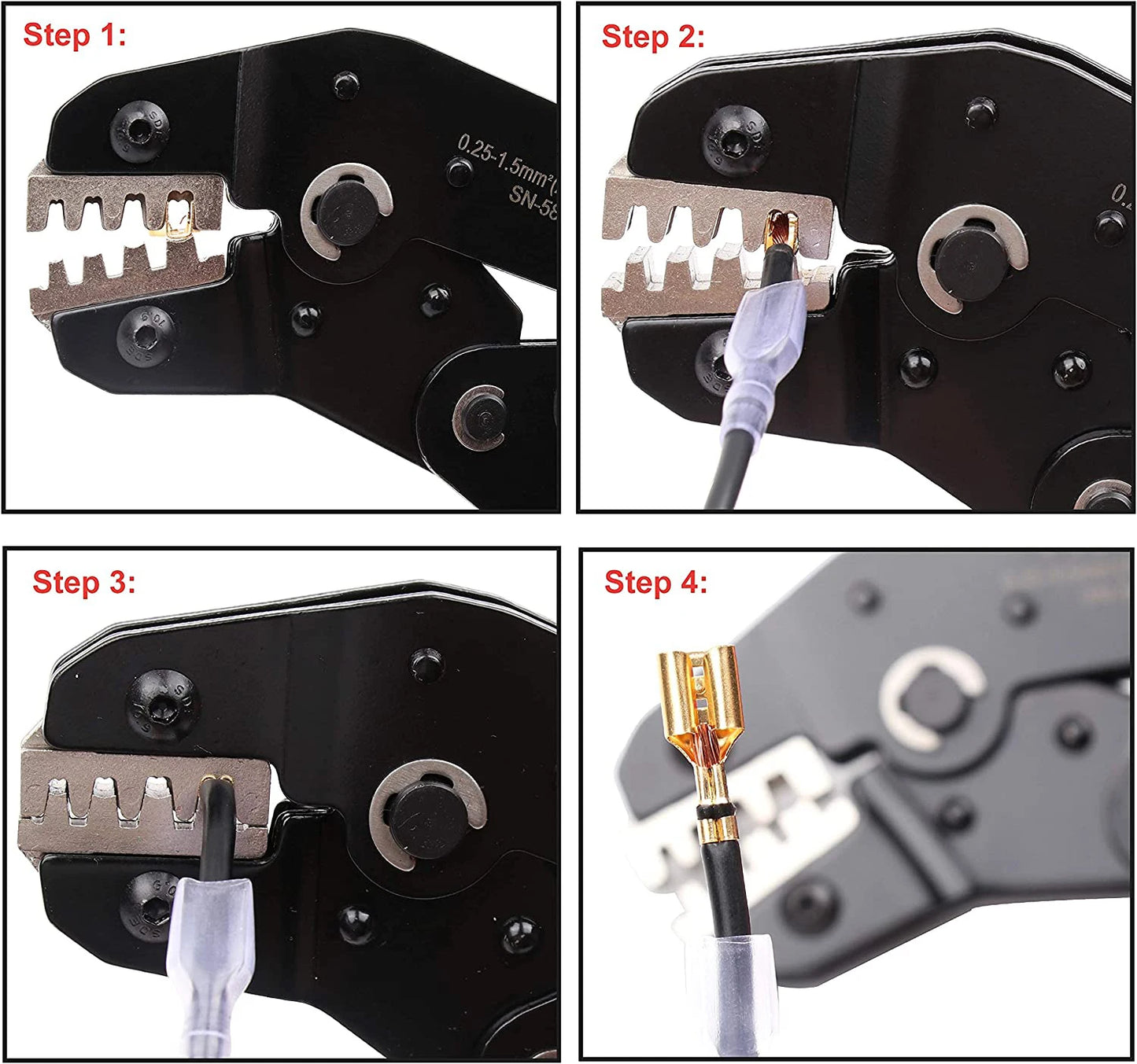 SN-58B 2.8/4.8/6.3 Spring Plug Crimping Plier Hand Tool Female Male Wire Connector Terminal Electrical Insulated Assortment Kit [TOL]