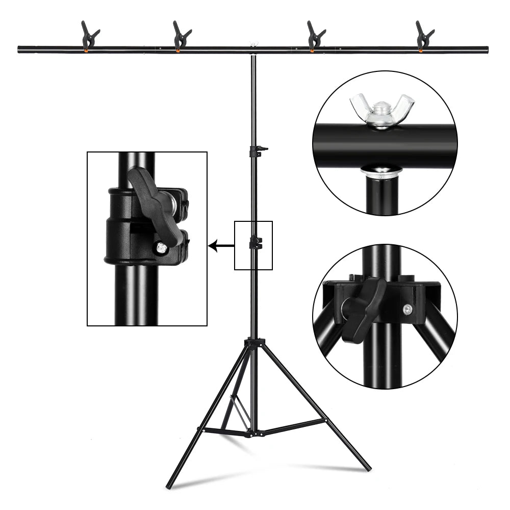 Professional Photography Photo Backdrops T-Shape Background Frame Support System Stands With Clamps [PHO]