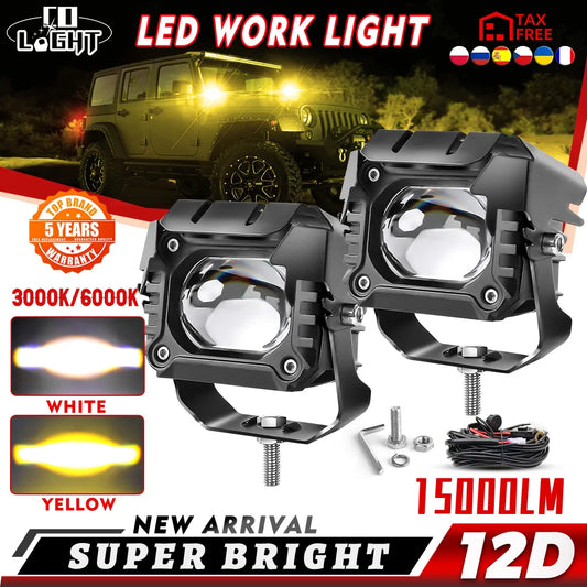 CO LIGHT 3"Flush Mount LED Work Light Pods Offroad 12V 24V Spotlight 3500K 6000K Fog Lights Off Road for Lada Niva Truck 4x4 ATV [CAR]