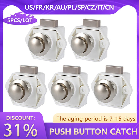 5pcs Diameter 20mm Camper Car Push Lock RV Caravan Boat Drawer Latch Button Locks For Furniture Hardware [CAM]