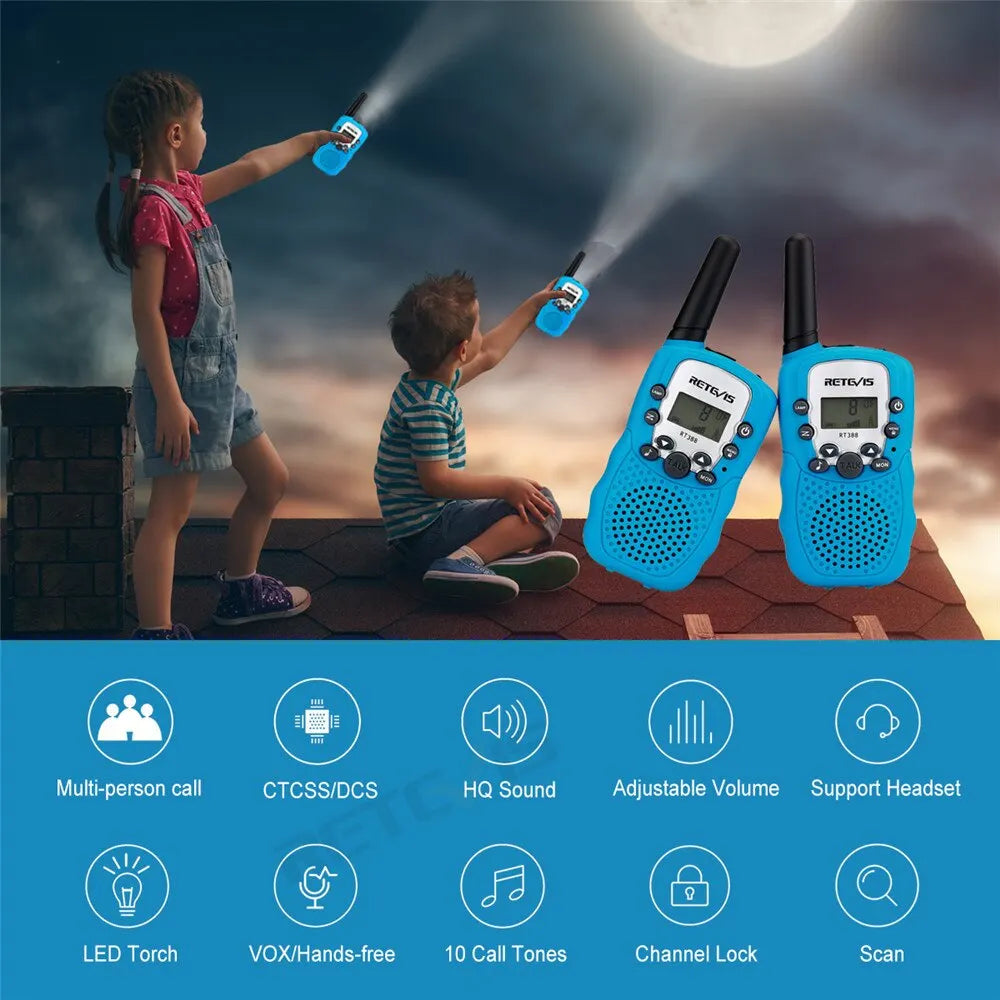 Retevis RT388 Walkie Talkie Children 2 Pcs Children Radios Receiver Walkie-talkies Kids Birthday Gift Child Toys for Boys Girls [TEL]