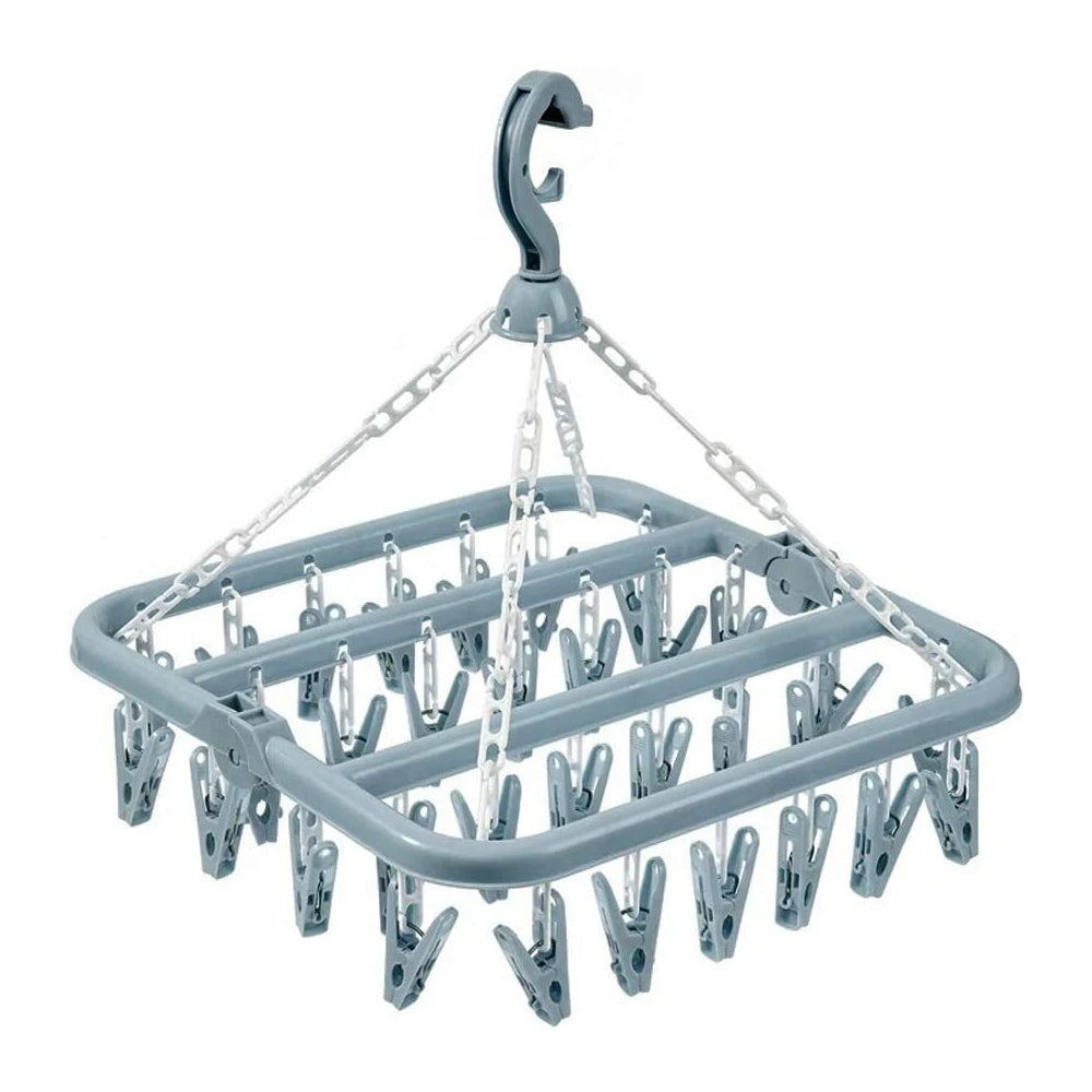 Clothes Drying Hanger with 32 Clips / 8 Clips Socks Underwear Drying Folding Laundry Hanging Rack [SOX]