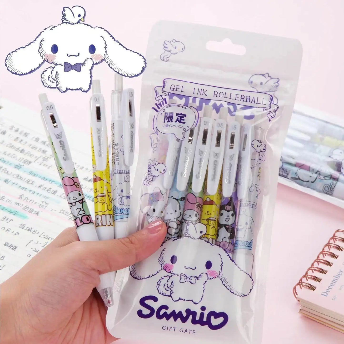 6Pcs/Set Kawaii Gel Pens Set Cute Ballpoint Pen Pучки 0.5mm Black Ink Cartoon School Student Stationery Supplies Caneta [STA]