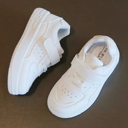 Tenis Sneakers Kids Spring/Autumn New Boys Girls Sports Shoes Casual Board Shoes Leather Soft Soled Children Small White Shoes [SHO]
