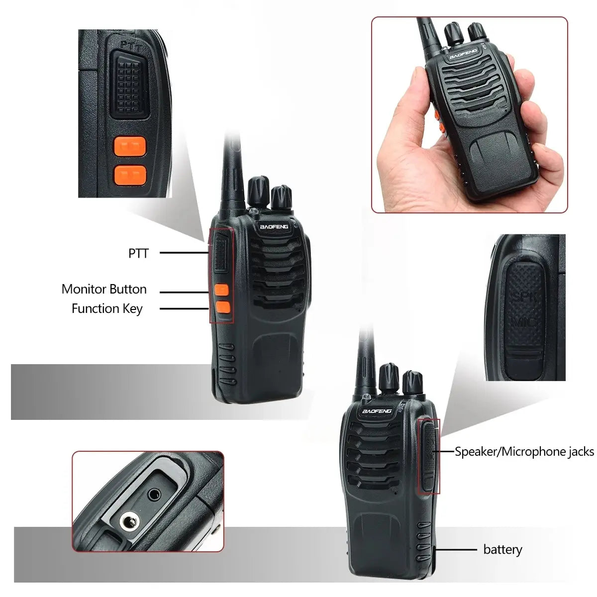 2pcs Baofeng BF-888S Long Range Walkie Talkie UHF 400-470MHz Ham Two Way Radio Comunicador Transceiver for Hotel Camping [TEL]