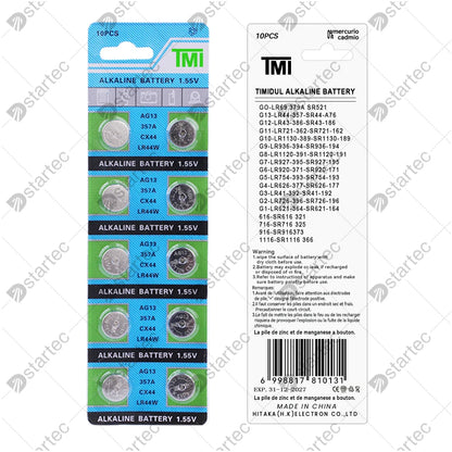 10PCS-50PCS 1.55V AG13 LR44 L1154 RW82 SR1154 SP76 pila SR44 Button Batteries A76 LR1154 GP7 Cell Coin Watch Toys Remote Battery [BAT]