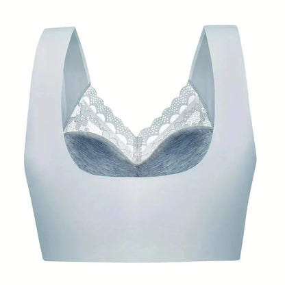 Women Lace Bra Camisole Underwear Bue L XL XXL Breathable V Neck Gather Up Soft Comfortabl Casual [BRA]