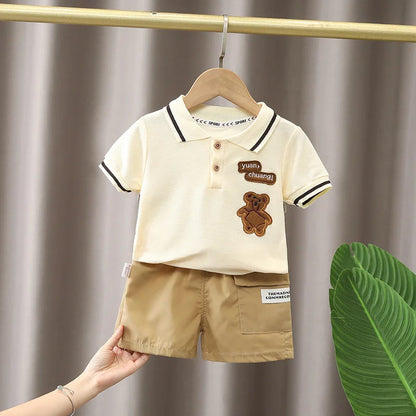 Baby Boy Clothes Set T-shirt+Shorts Kids Boy Summer Clothing Set Cute Cartoon Baby Boy Outfit Set Infant Toddler Tee Shirt Pants [TSH]