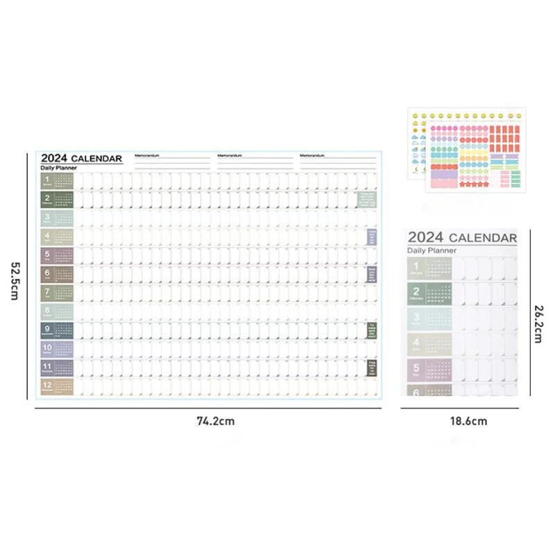 2024 Wall Hanging Calendar Kawaii Yearly Planner Sheet Memo Pad To Do List Agenda Schedule Organizer Check List Home Office [OFF]