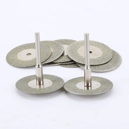 10pcs 30mm Diamond Cutting Discs Cut Off Mini  Saw Blade with 2pcs Connecting 3mm Shank for Dremel Drill Fit Rotary Tool [TPT]