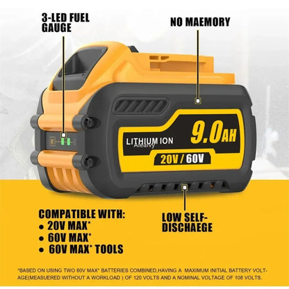 For DEWALT 20V/60V MAX compatible DCB609 DCB547-XJ DCB200 DCB201 DCB609 DCB182,DCB204 Batería for flexvolt 60v max bater [BAT]