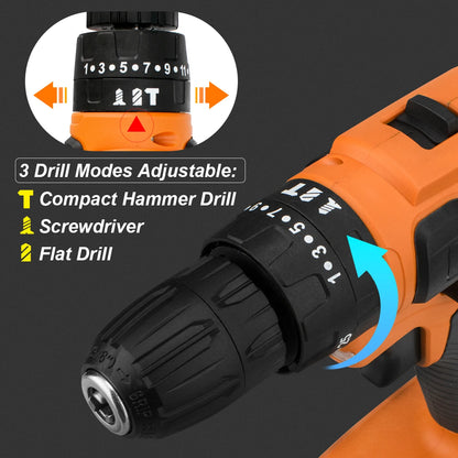 21V Cordless Drill Electric Screwdriver Drill Electric Impact Drill Electric Hammer Drill With Lithium-Ion Battery Power Tools [PTO]