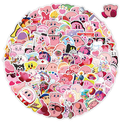 100pcs Cute Kirby Anime Sticker Guitar Skateboard DIY Waterproof Phone Case Kawaii Laptop Sticker Kawai Stickers Pack [PHC]